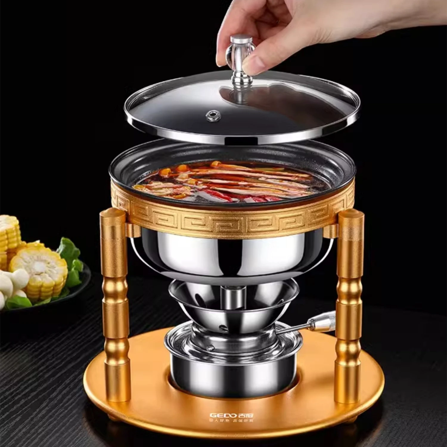 

LFGB Certificated Personal Mini Hotpot Shabu-Shabu Individual Army Pot for One Person Portable Picnic Cooker with Alcohol Stove