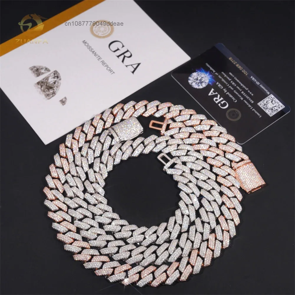 Price Wholesale Solid Silver 3Row Men Cuban Link Moissanite Diamond Silver Iced Out Hip Hop Bracelet Chain Rapper Jewelry..