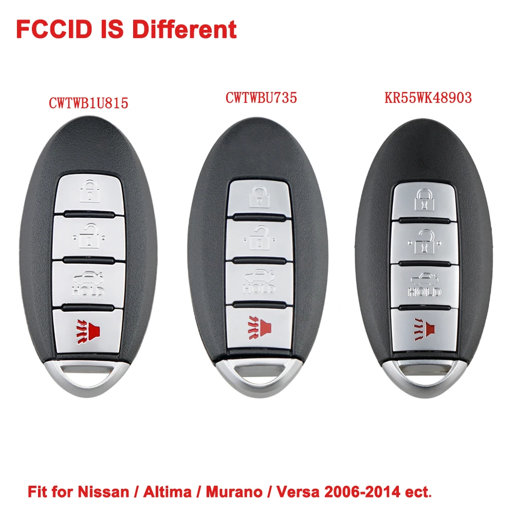 

1 шт., 315 МГц, 4 кнопки, автомобильный дистанционный брелок с чипом ID46, подходит для Nissan Sentra 2013 2014 2015 2016