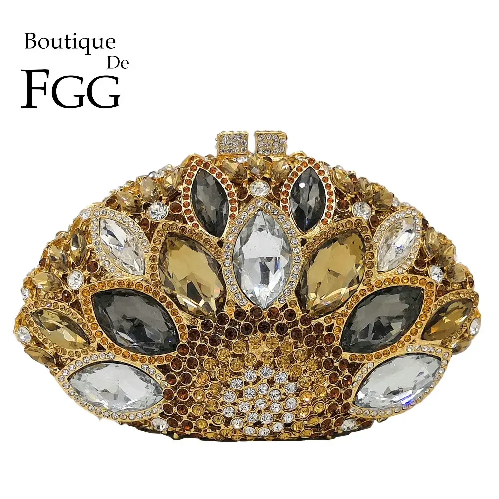 

Boutique De FGG Women Peacock Crystal Clutch Bag Evening Bags Bridal Wedding Party Prom Handbag Purse Metal Clutches