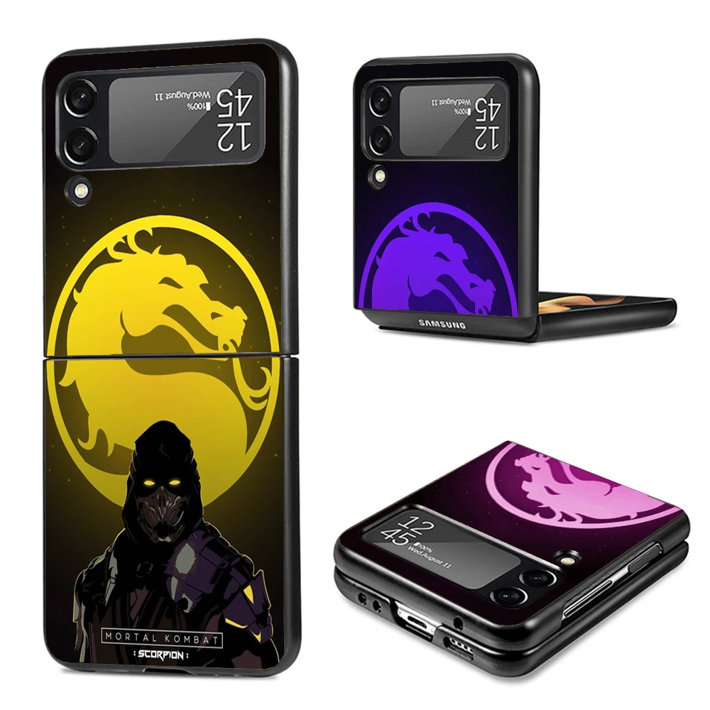 Scorpion Zero Sub Mortal Kombat Hard Black Cover for Samsung Galaxy Z Flip 4 3 5 5G Phone Case Flip4 Flip3 Flip5 Pattern Luxury