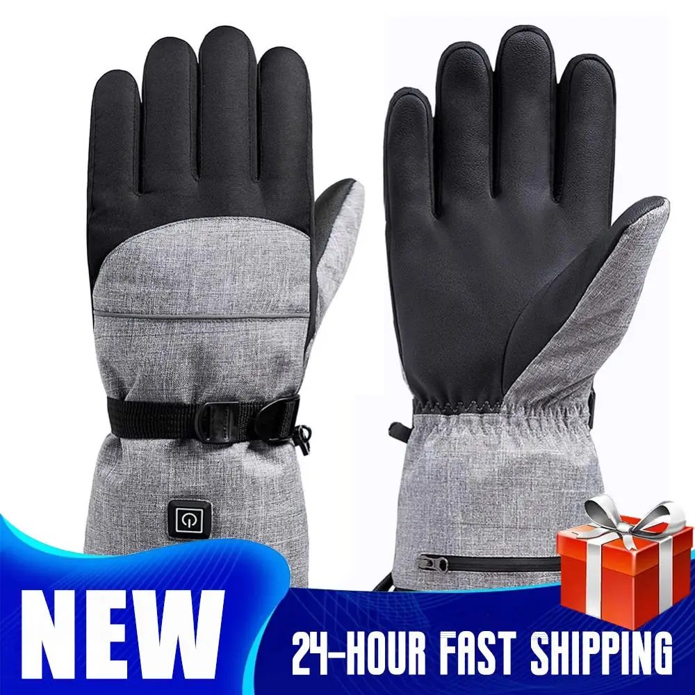 

Winter Waterproof Heated Gloves Electric Heating Gloves for Motorcycle Riding Outdoor Sports & Skiing(Grey Gloves + Battery Box)