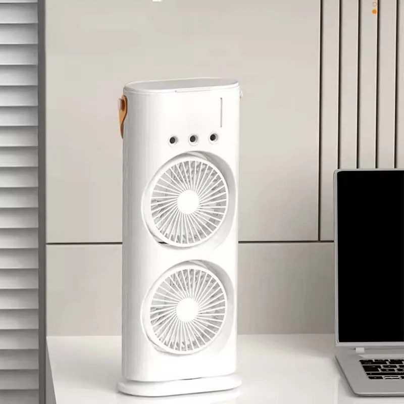 Table Office Use Portable Air Cooling Fan with Remote Control Desktop Water Misting Tower Fan with LED Charging Light