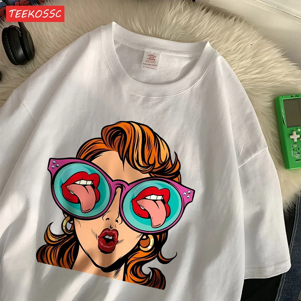 Casual  Women\'S T-Shirts Funny Comic American Women Printing Tops Oversize O-Neck Soft Short Sleeve Fashion Female Clothes