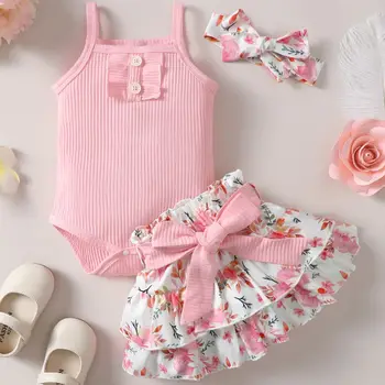Floral Suspender Baby Set 1