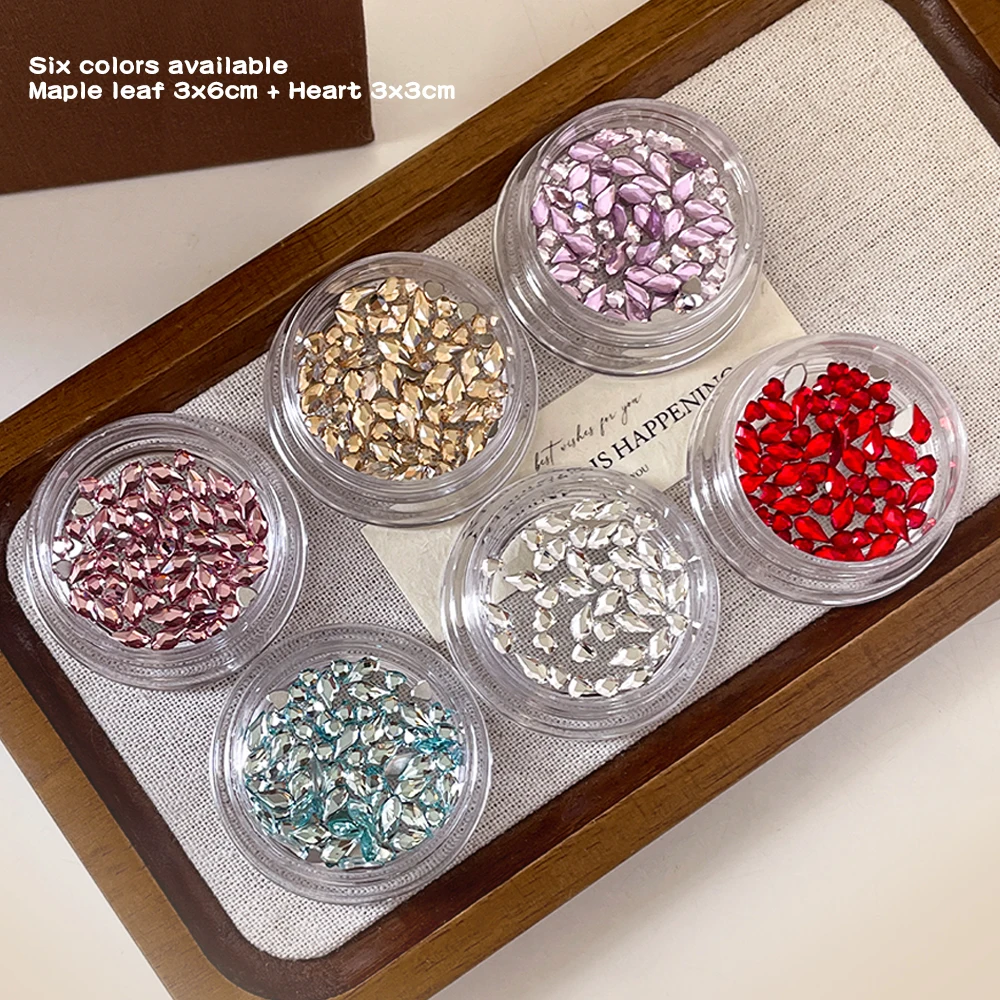 1Box Funkelnder Schmetterling Zirkon Flatback Strass Set Herz Tropfen 3D Nagel Edelsteine Charms DIY Maniküre Kunst Dekoration