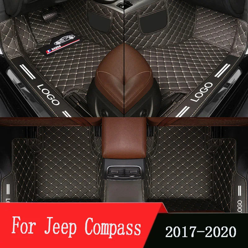 

For Jeep Compass 2017 2018 2019 2020 Car Floor Mats Artificial Leather Rug Surround Auto Interior Accessories Carpets Black