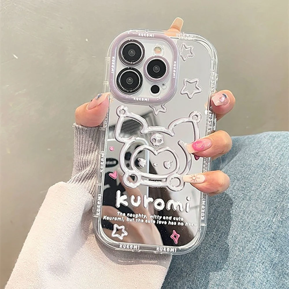 Kawaii Sanrio Kitty Kuromi Mirror Graffiti Style Phone Case for Iphone 15 15Pro 15Promax 14 13 12 11 Xr Inclusive Anti Drop Case