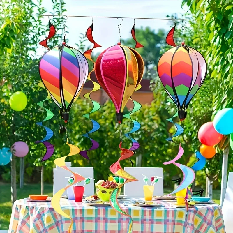 

1PC Rainbow Hot Air Balloon Wind Spinner-suitable for Garden, Home, Office, Christmas and Party Decoration /garden Accessories