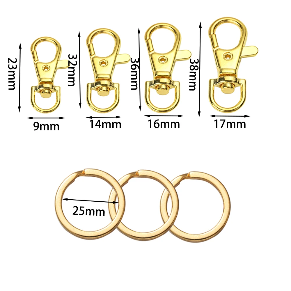 10pcs/Lot 23/32/36/38mm Lobster Clasp Hooks Keychain DIY Jewelry Making Finding for Necklace Bracelet Chain Supplies