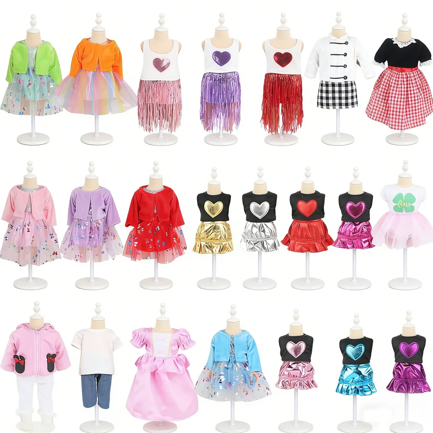Doll Clothes For 18-inch American Dolls Heart Butterfly Uniform Dress For 43cm Baby Newborn & OG Girl Dolls,Cotton Toy Accessory