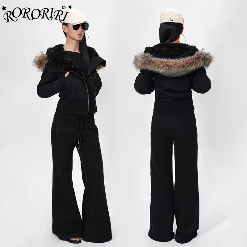 

RORORIRI Faux Fur Trim Hooded Cardigan Sweatshirt Women Long Sleeves Zip-up Fleece Lined Thermal Hoodies Vintage Winter Clothes