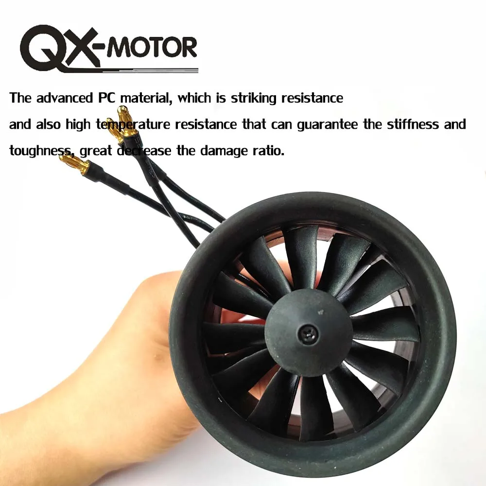 QX-Motor 64MM 12 łopatek EDF QF2822 2100KV 2300KV 3300KV 4300KV Silnik bezszczotkowy z 60A / 80A ESC do samolotu RC Fms Freewing