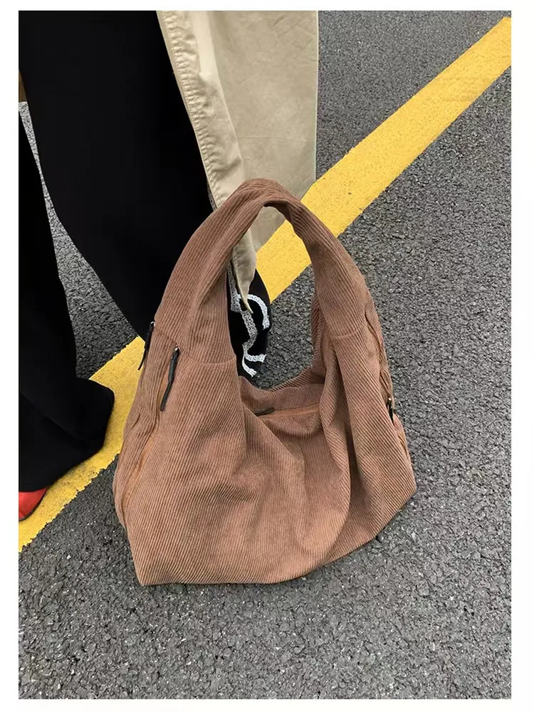 

Осень-зима, новый винтажный дизайн, вельветовая сумка-тоут, универсальная сумка на одно плечо для женщин, корейская сумка среднего размера