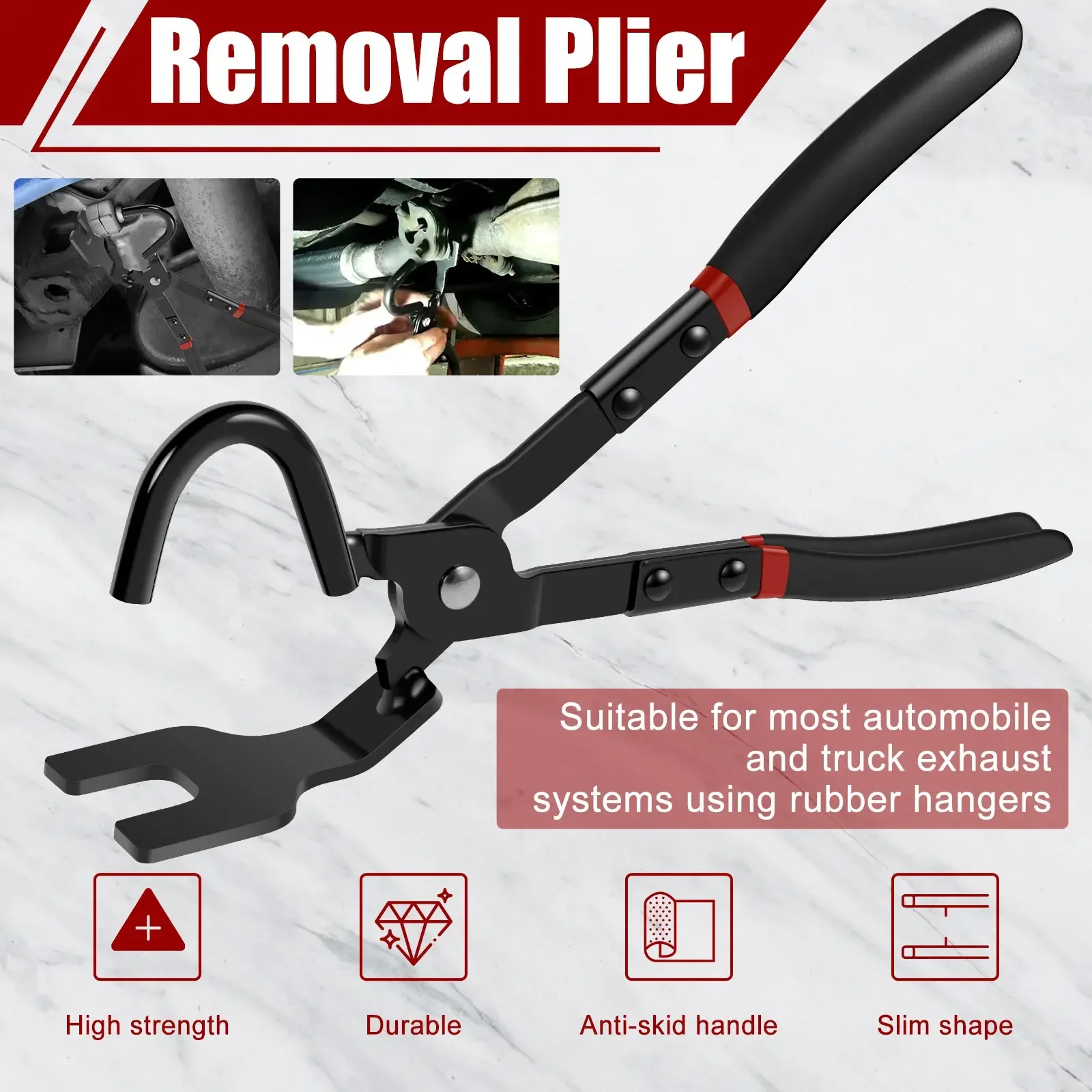 Car Exhaust Hanger Pliers High Carbon Steel Bracket Removal Pliers Non-slip Separate Rubber Bracket Hanger Support Removal Tool