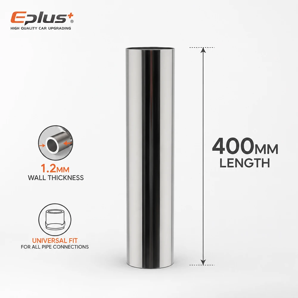Universelles 304 Edelstahl-Rundrohr, 400 mm Länge, 1,2 mm Wandstärke, Außendurchmesser 10-89 mm, Metallrohr-Adapter