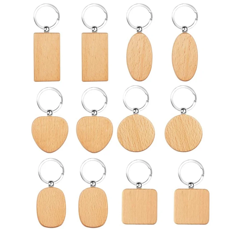 Wooden Key Ring Blank Wooden Key Chain DIY Personalized Wood Key Ring For DIY Crafts Decorations Gifts Pyrography Design view 3