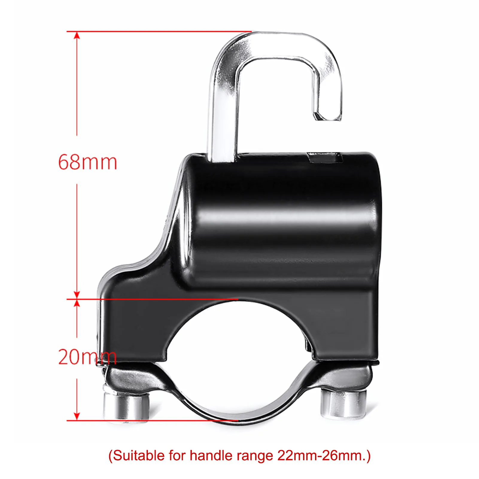

Anti-Theft Helmet Lock Motorcycle Helmet Lock Anti-Theft Helmet Security Lock Metal 22mm-26mm Black with 2 Keys Set