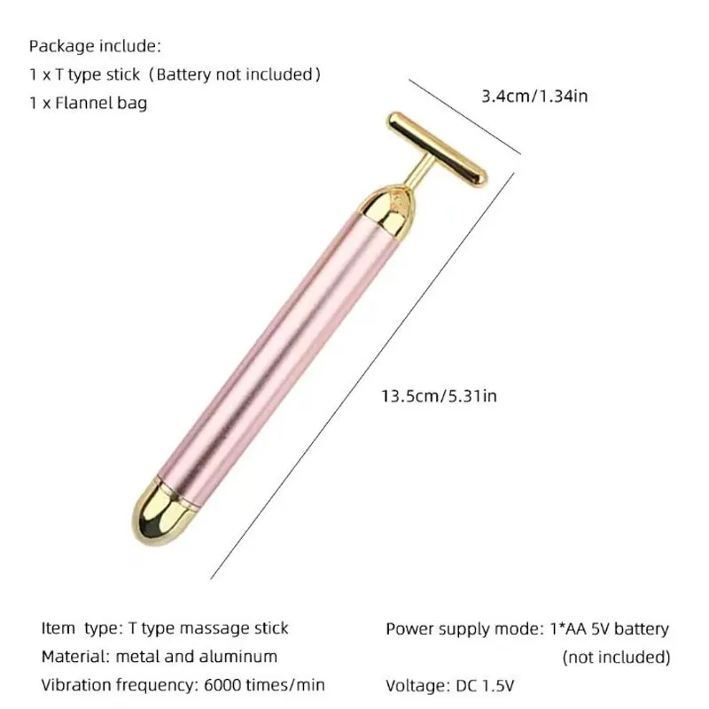 Золотая Вибрирующая Косметическая палочка для лица, массажная палочка для лифтинга и подтяжки