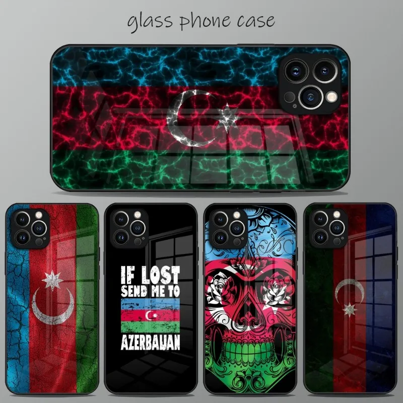 Azerbaijan Flag Phone Case For IPhone 12Pro 12 13 11 Pro Max Mini X XR XS Max 8 7 6s Plus SE 2020 Tempered Glass Cover