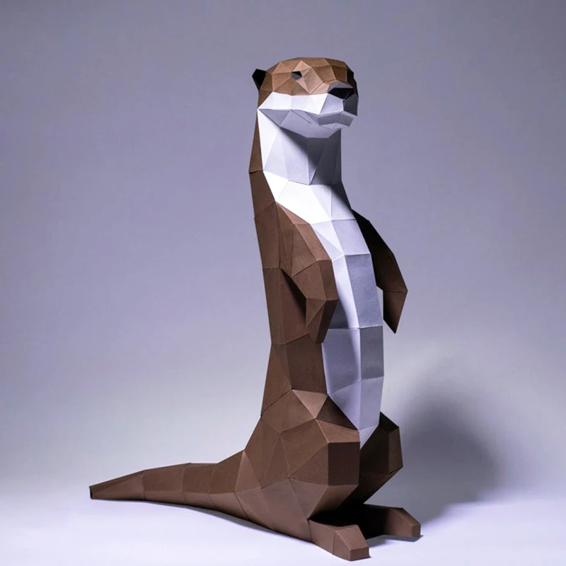 55cm Otter Paper Model 3D DIY Floor Decoration Papercraft Handmade Stereoscopic Origami Living Room Hallway Ornament Puzzles Toy