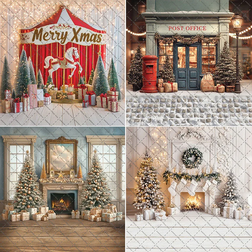 

Фон для фотосъемки Mehofond с Рождеством, зимним камином, рождественской елки, подарок для детей, семейный портретный декор, фон для фотостудии