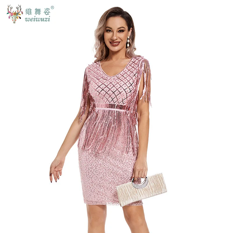 Новое женское летнее платье без рукавов с круглым вырезом на плечах и бахромой, декоративное платье с бисером и пайетками, винтажное бальное платье 1920-х годов в стиле Гэтсби, вечерние платья