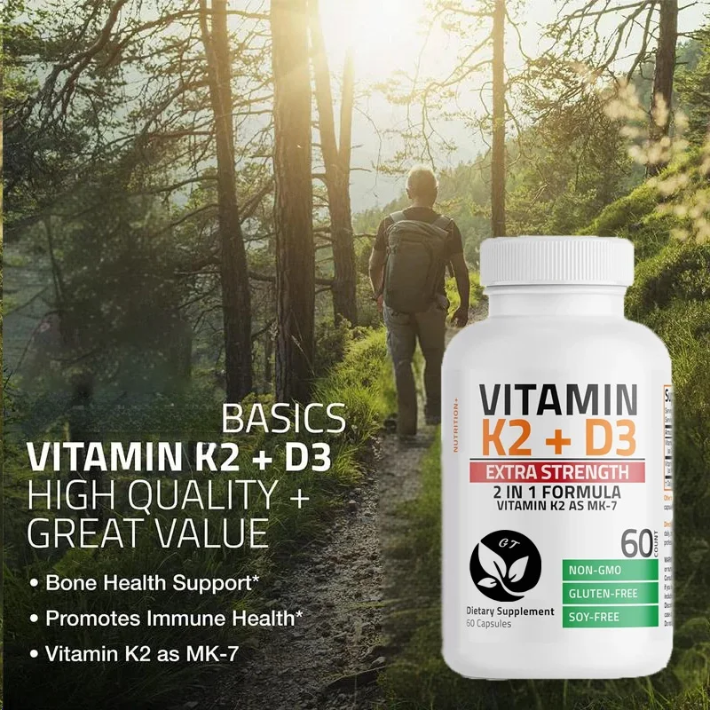 Vitamin K2 ( Contains D3,a Powerful Supplement For Bone . Non Gmo Formula 10000 Iu,120 Micrograms Of Mk-7, 60 Capsules