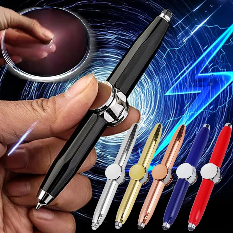 Fingertip Gyroscope Pen LED Luminous Metal Multi Color Rotating Ball Pen with Light Student Pressure Reducing Pen Rotating Toys