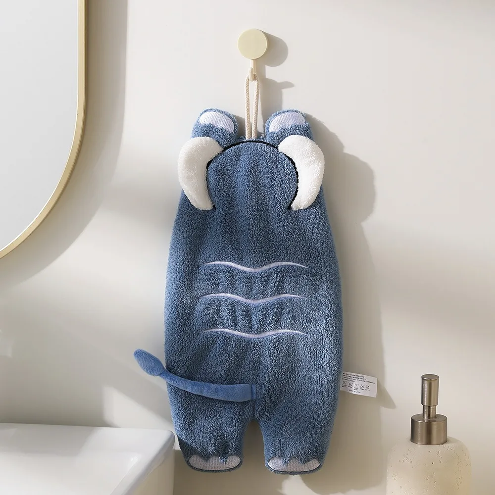 Creative Cartoon Animal Hand Towel Absorb Water Thickened Toilet Handkerchief Hanging Coral Velvet Bathroom Kerchief Kitchen
