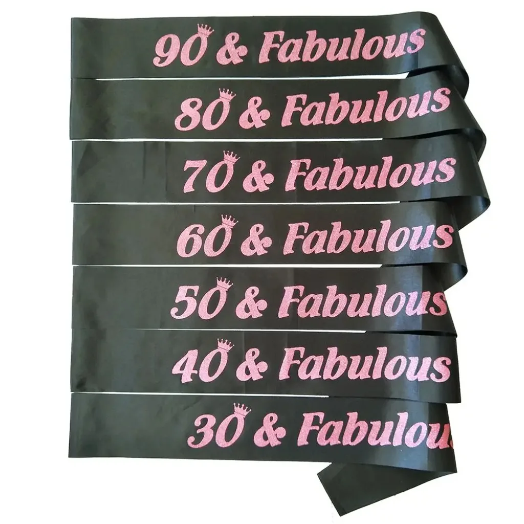 Birthday Sash 30 40 50 60 70 80 90 & Fabulous Satin Sash for Women 30th 40th 50th 60th 70th 80th 90th Birthday Party Decorations