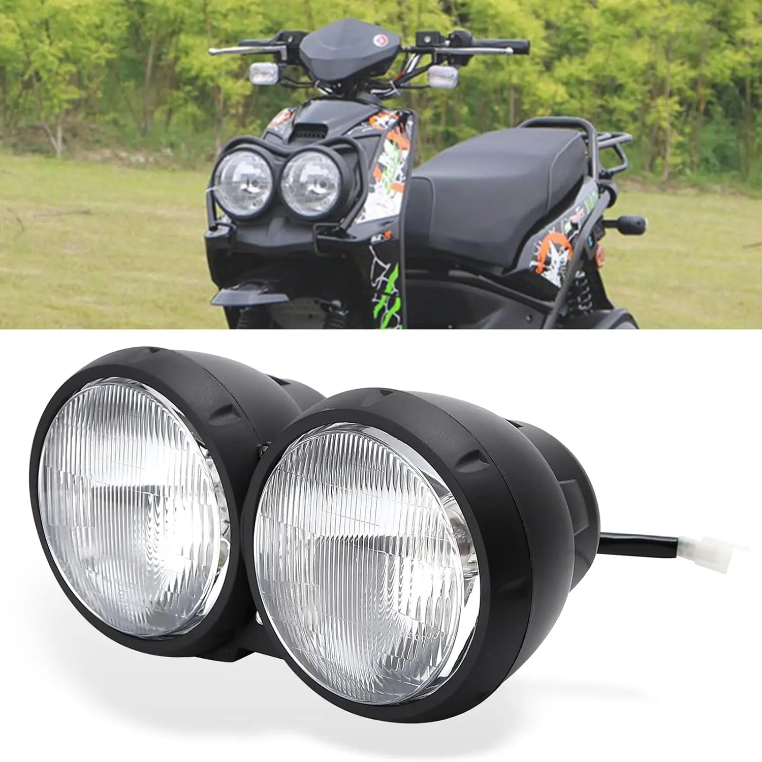 

Motorcycle Head Light Assembly 12V 35W Halogen Lamp Made of PC,Compatible with 2009-2014 Yamaha Zuma 125 Scooter