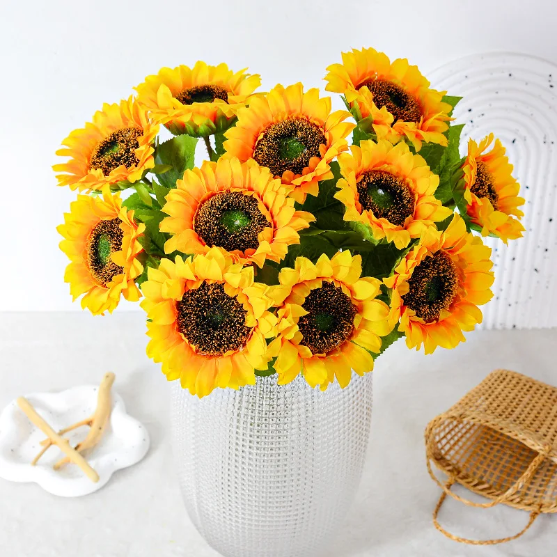 

Sunflower branch bouquet artificial flower arrangement DIY wedding party home decoration prop simulation flowers plants