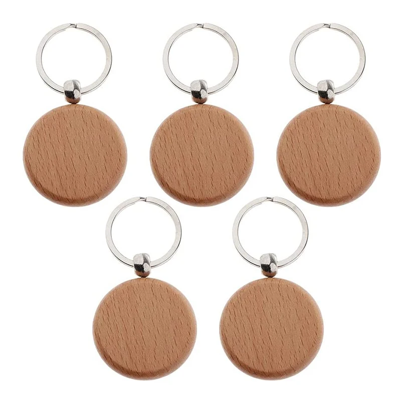 10pcs Blank Wooden Tags ID Engraved Keychain Home Car Inner Decoration DIY Wind Chime Keyrings Pendants Gifts For Family Parents