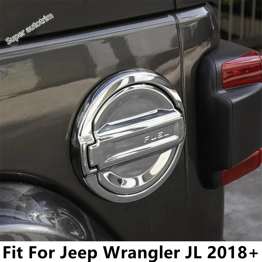 

Car Fuel Filler Door Gas Oil Tank Protection Decor Cover Trim ABS Chrome Accessories Exterior For Jeep Wrangler JL 2018 - 2022