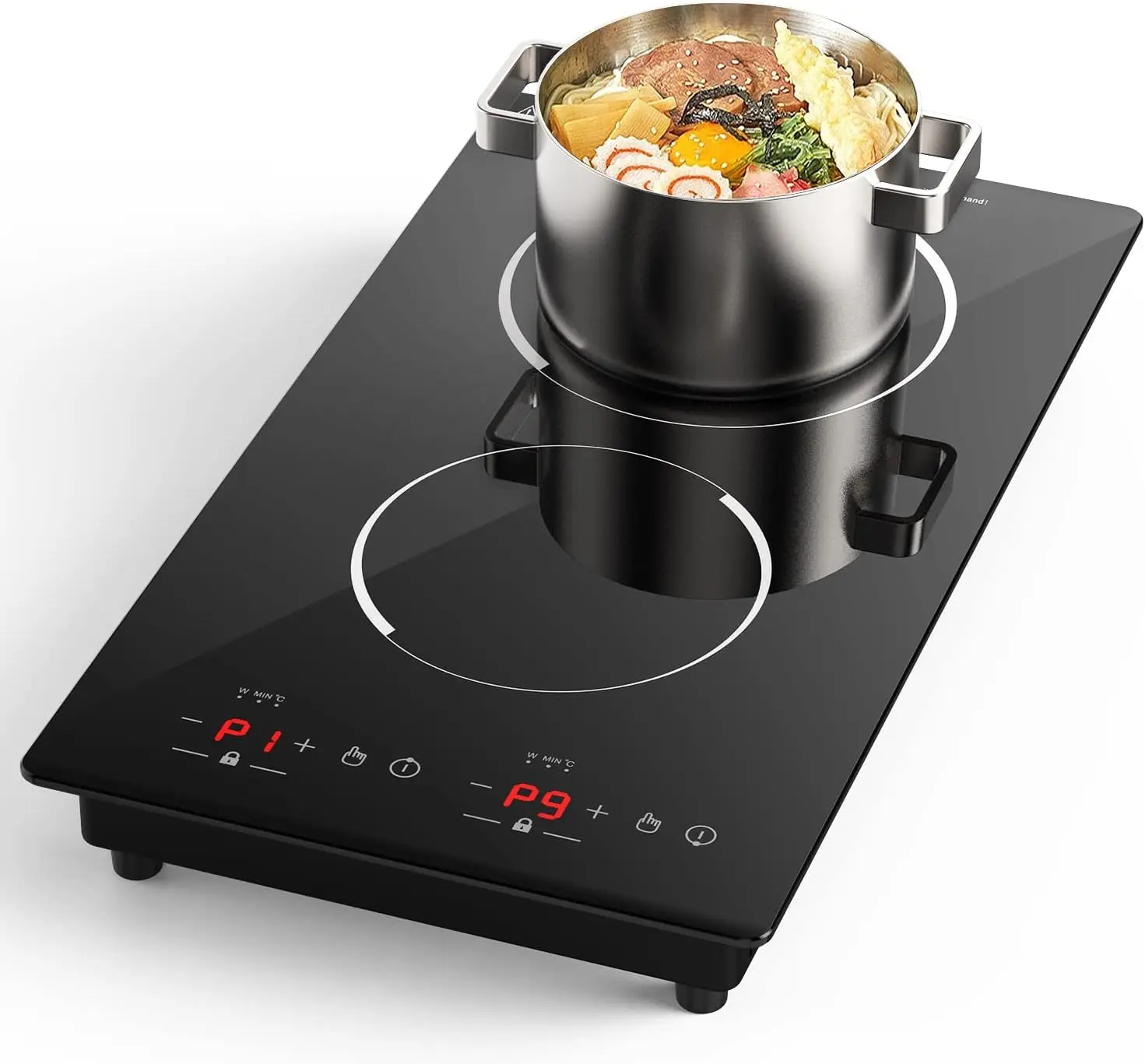 , 110V Electric  2300W Electric Stove Top with 2 Burner Independent Control,  Body, 9 Te