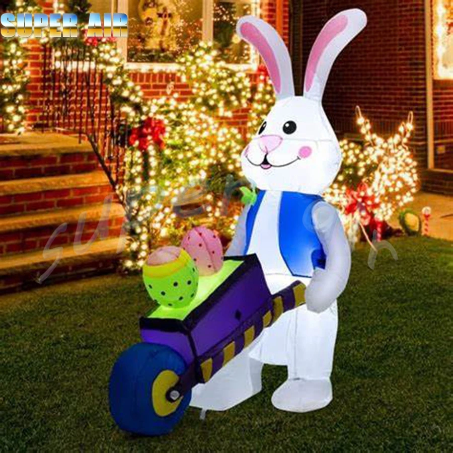 Beautiful decoration inflatable Easter decoration inflatable Easter rabbit transport carrot with cart for part