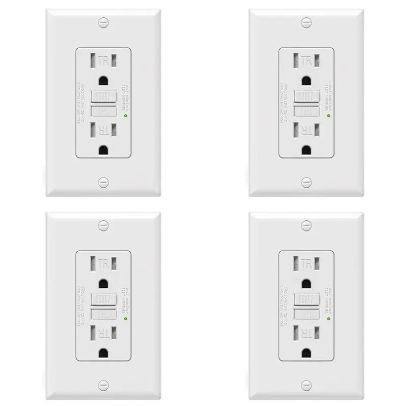 2025 Trend 4X GFCI Outlet 15 Amp, Self-Test GFI Electrical Outlet, Tamper Resistant GFCI Receptacle With Wall Plate White