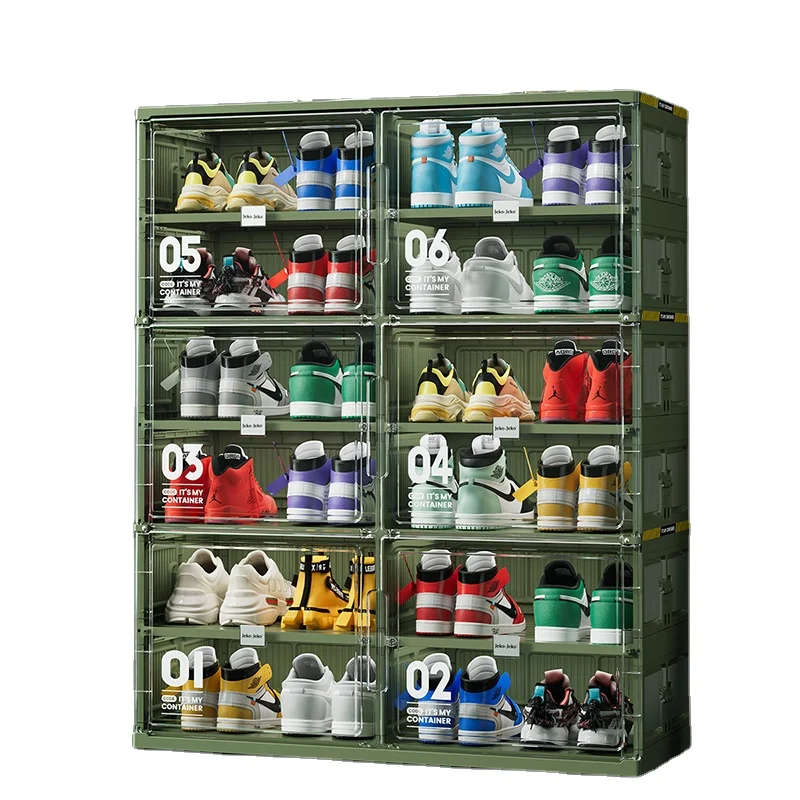 

Folding plastic transparent shoe storage box multi-layer shoe rack cabinet