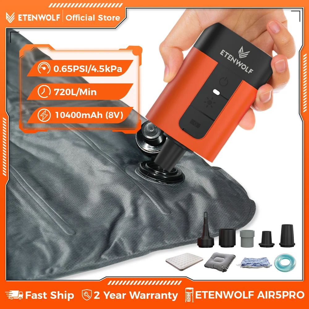 

ETENWOLF AIR 5 pro Portable Electric Air Pump 10400mAh Inflator & Deflator 720 LPM Quick Pool Float Inflator for Outdoor Sports