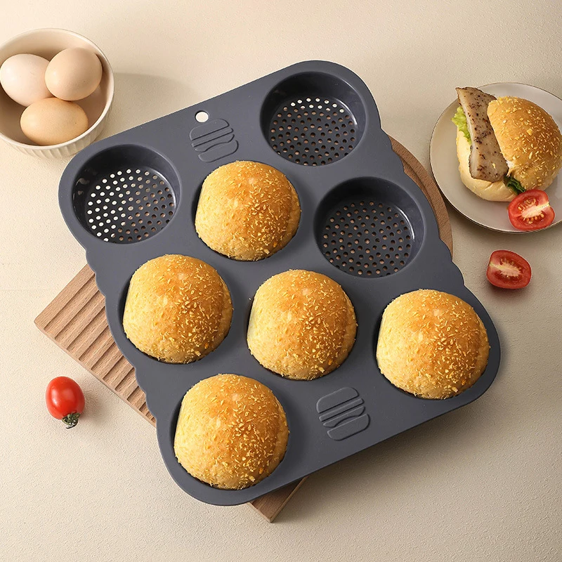 Neue Lebensmittel qualität Silikon Antihaft runde Burger Backblech Laib Pfanne 29,8x25,5x3cm