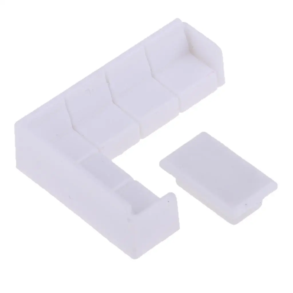 2-6pack White Plastic Sofa Tea Table Set for Dollhouse Furniture DIY Accessory