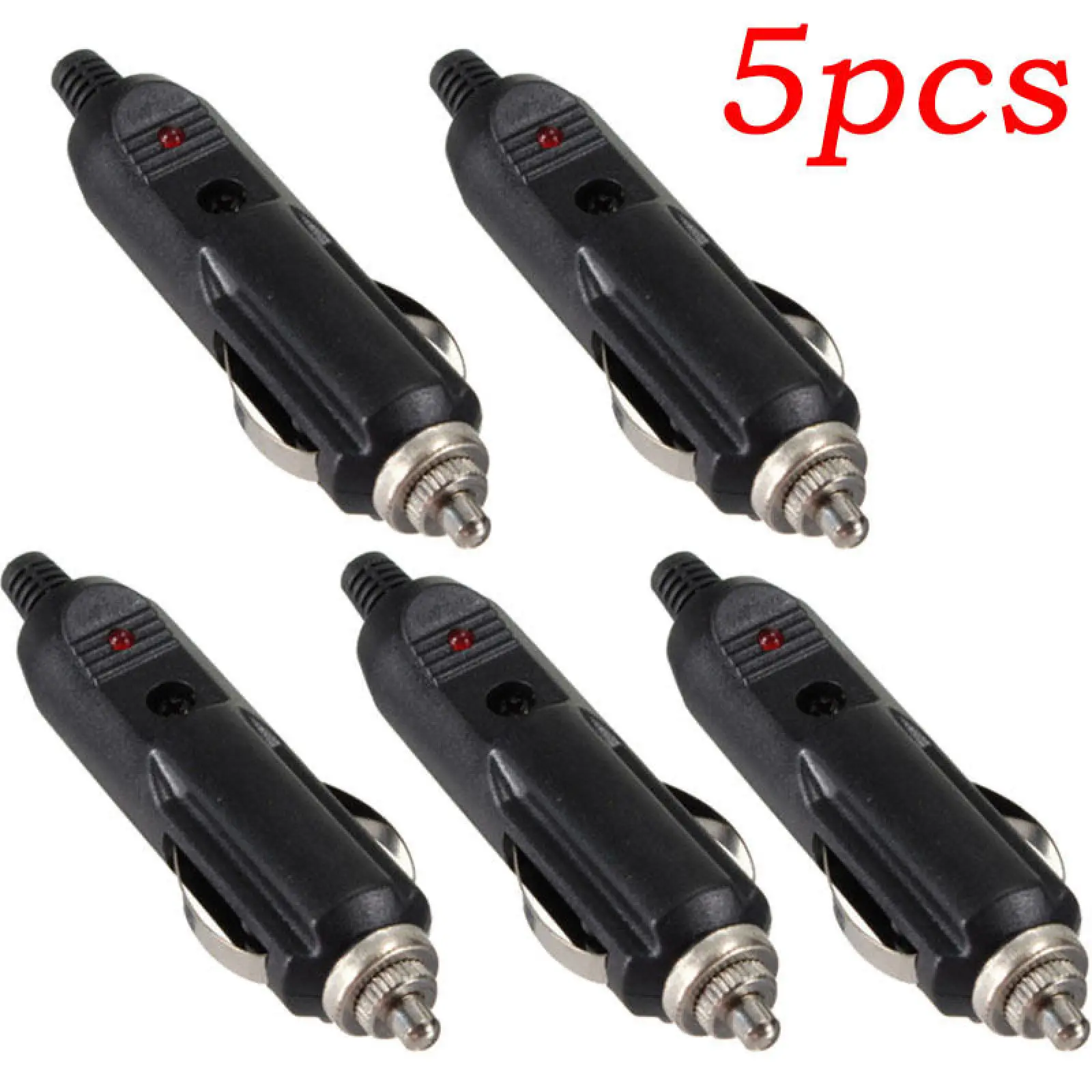 5Pcs/Set 12V/24V Car Cigarette Lighter Socket Plug Connector With Fuse & Red LED Auto Accessories