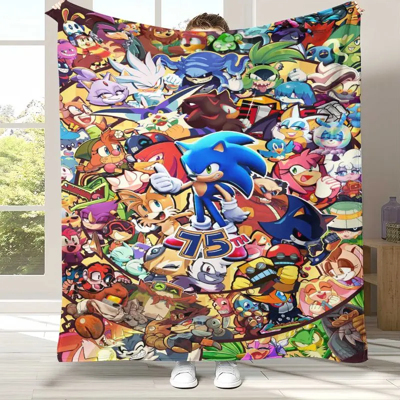Vintage S-Sonic Rings K-Knuckles Game Flannel Throw Blanket,Cozy Warm Blanket for Bed,Sofa,Living Room,Picnic,Camping,Home Decor