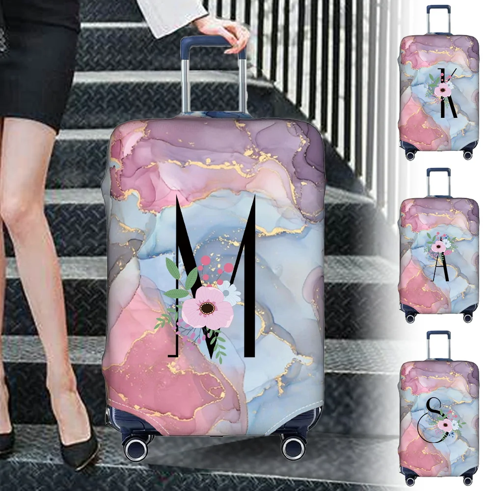 Luggage Cover Suitcase Stretch Fabric Protective Covers Baggage Case Covers for18-28 Inch Suitcases Printing Black Flower Series