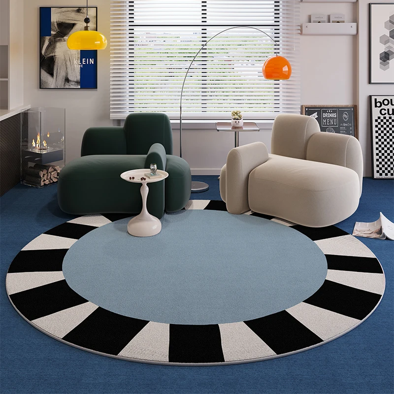 Home Anti-slip Retro Rug Light Luxury Carpets for Living Room Washable Lounge Soft Floor Mat Dopamine Bedroom Decor Round Carpet