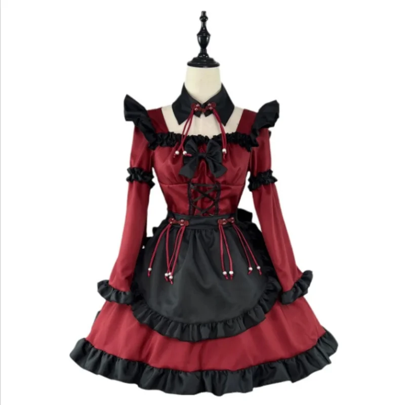 Original Style Gothic Lolita Maid Dress Anime Cosplay Costume Red Black Chinese Dress Sissy Cross dresser COS Party Princess