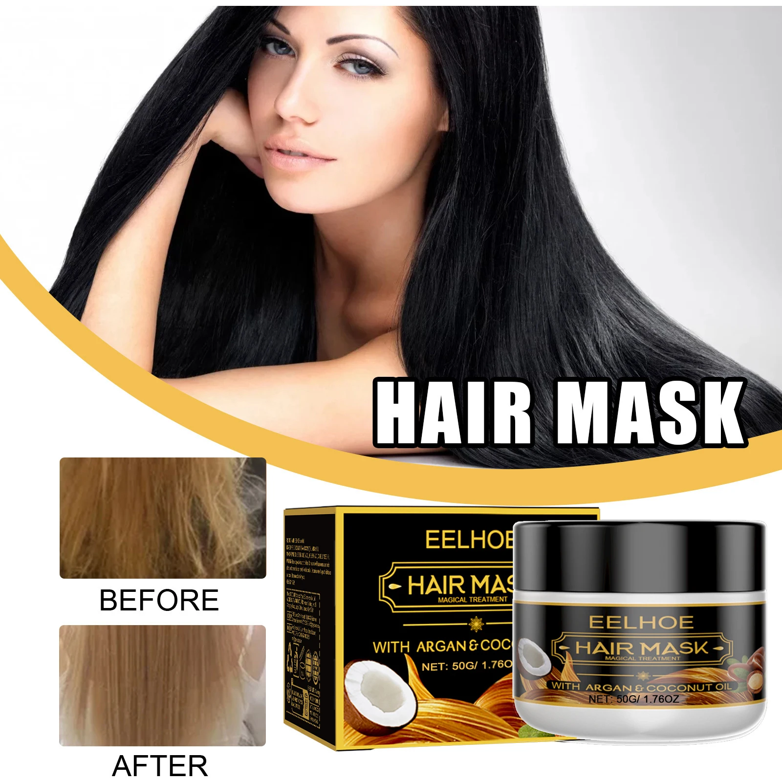 Hair Mask Conditioner, Deep Nourishing Treatment For Dry Damaged Hair, Moisturizing, Smooth Frizz, Boost Hair Shine