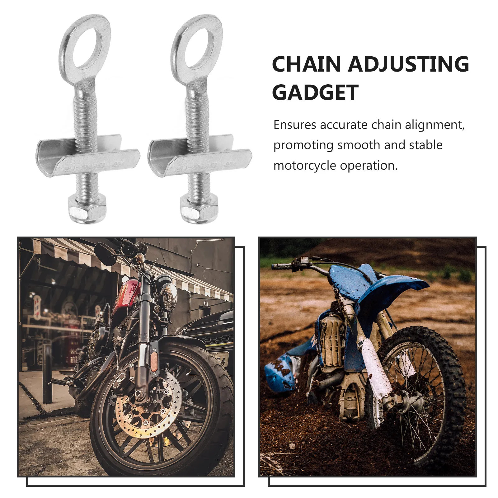 2Pcs Motorcycle Chain Adjuster Compact Metal Chain Tensioner Fastener -Road Motorcycle Accessories Parts