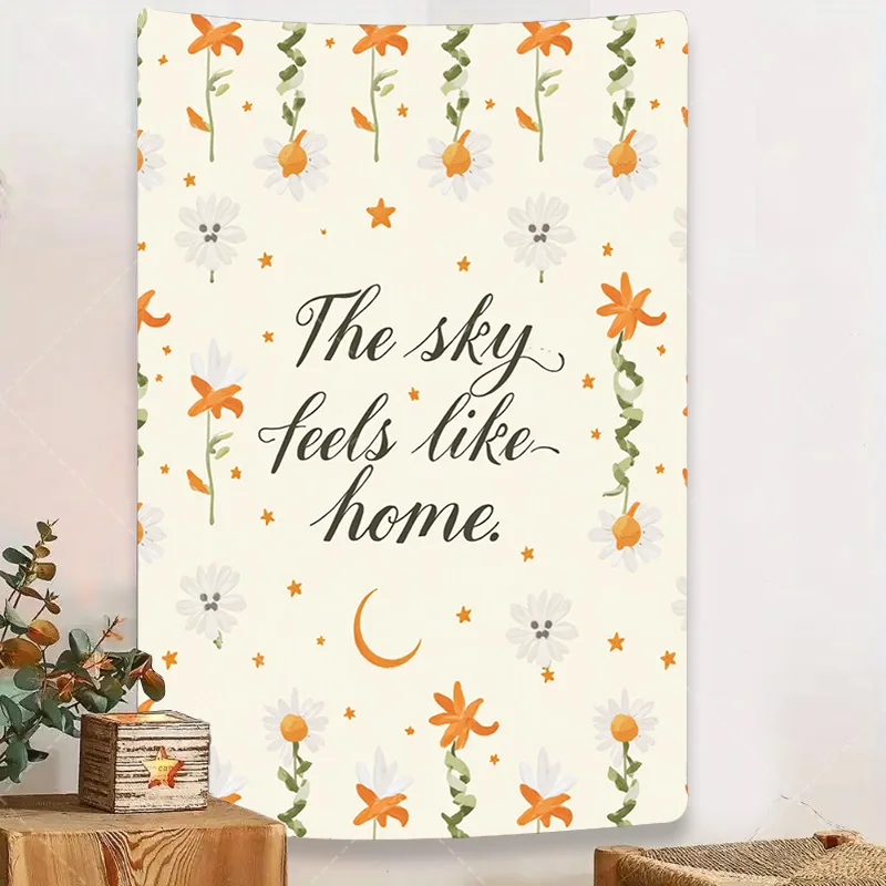 

1 шт. настенный гобелен "Гобелен в стиле бохо с цветочным принтом «The Sky Feels Like Home» для уютного декора комнаты